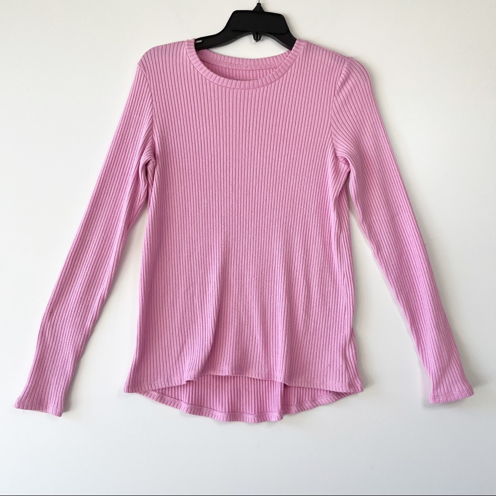 American Eagle pink thermal ribbed long sleeve top